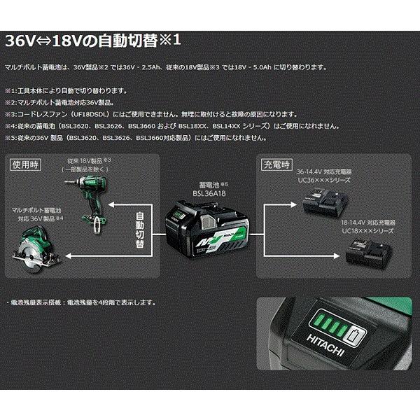 マルチボルト HiKOKI BSL36A18 バッテリー 蓄電池 36V 18V 2.5Ah 電池2