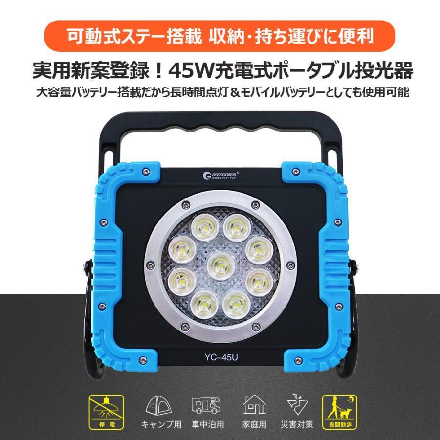 GOODGOODS（グッド・グッズ） 45W 充電式 LED 投光器 4500lm 高輝度