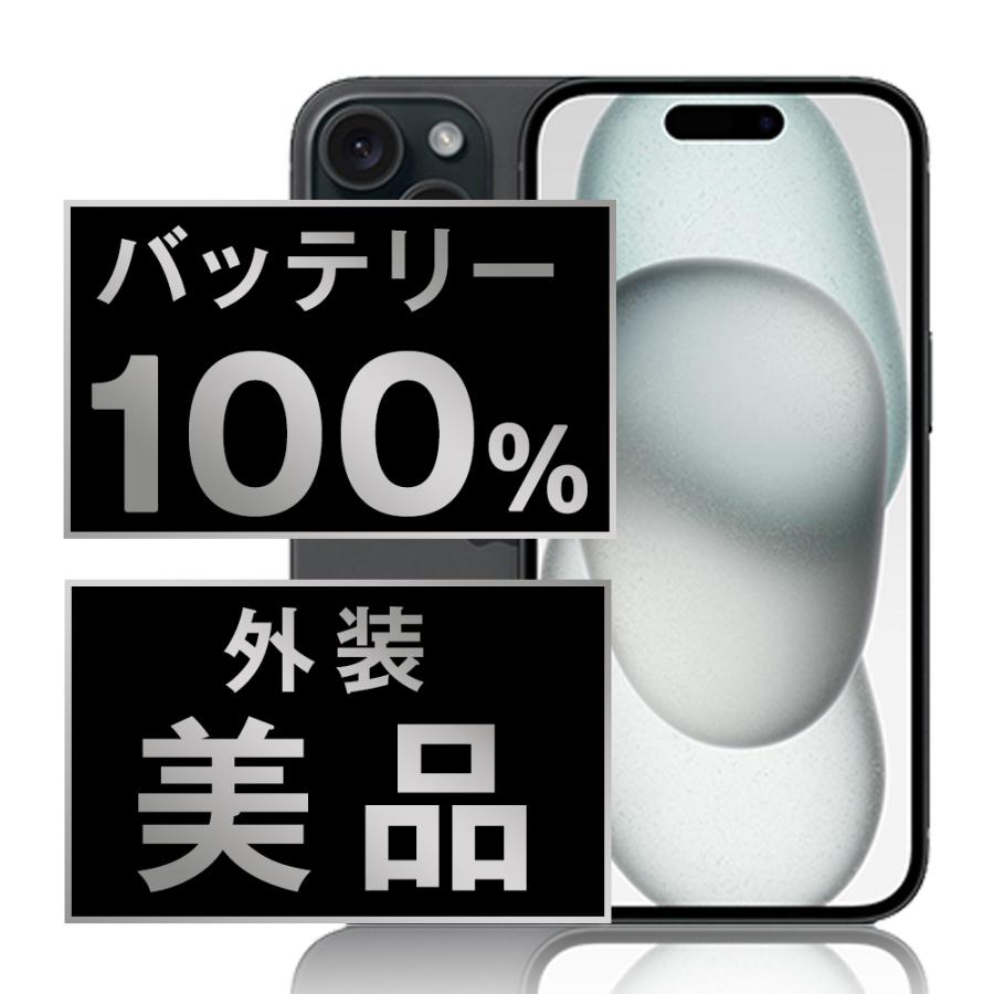 バッテリー新品交換済 iPhone15 128GB ブラック SIMフリー 中古 外装A
