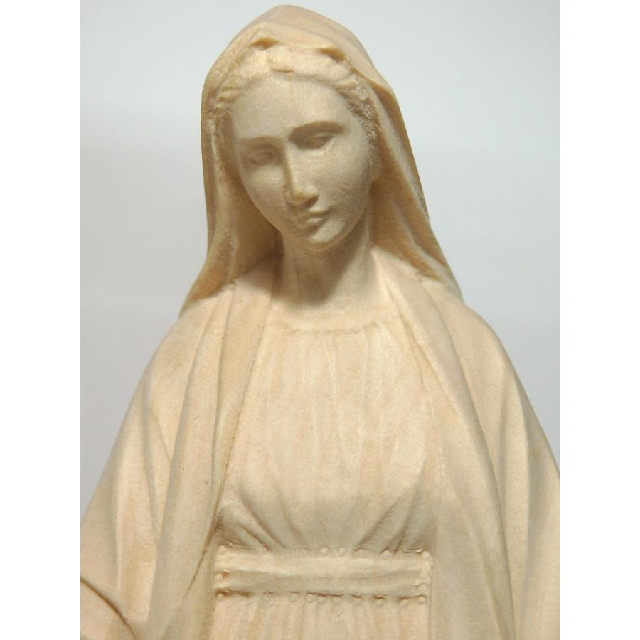 創業100年《レーピ》木彫り 聖母マリア像 20cm「無原罪」白木仕上げ