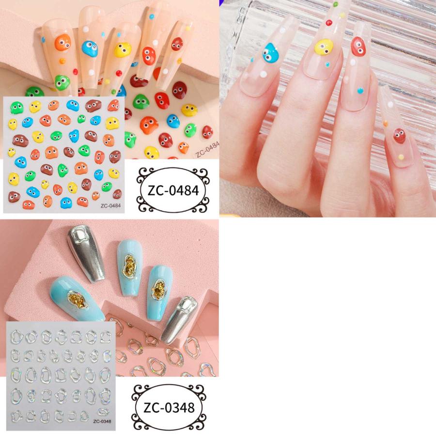 5D ネイルシール ぷっくり加工 韓国風 セルフネイル 【10枚セット