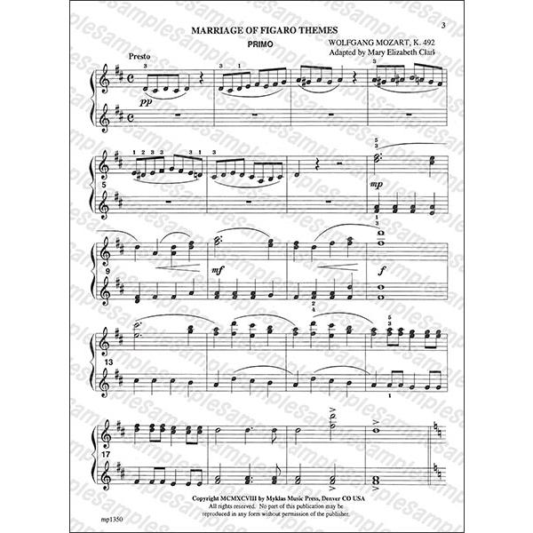 楽譜 モーツァルト／「フィガロの結婚」よりテーマ 【ピアノ連弾