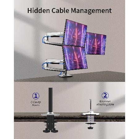 Ergounion (エルゴニオン) トリプルモニターマウント - 調節可能な3