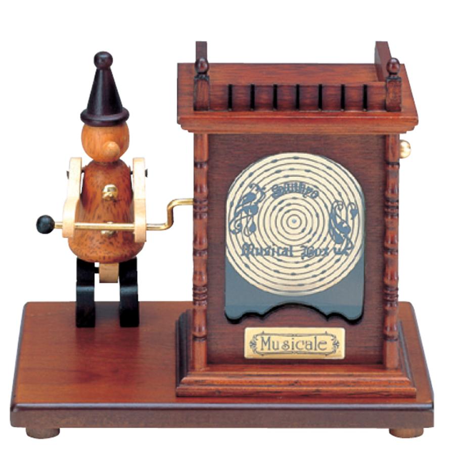 木製からくり人形オルゴール ディスクオルゴール ~星に願いを