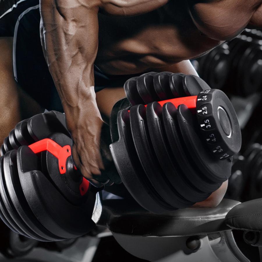 可変式ダンベル 24kg 1個 15段階調節 重量調節 アジャスタブルダンベル