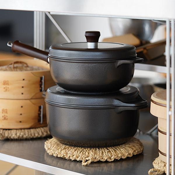 文化軽金属鋳造 藤栄 味わい鍋 両手 22cm アルミ鍋 万能鍋 両手鍋 無水