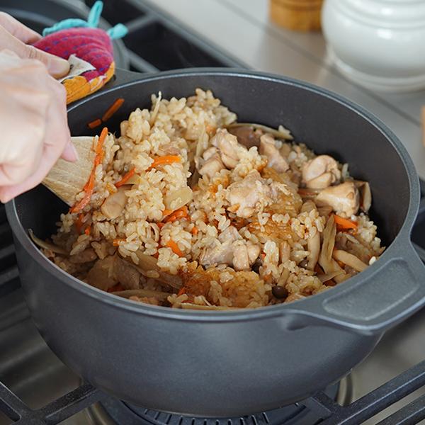 文化軽金属鋳造 藤栄 味わい鍋 両手 22cm アルミ鍋 万能鍋 両手鍋 無水