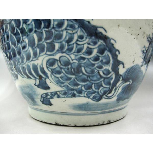 景徳鎮 染付麒麟文壺 高さ約23.5cm 中国美術 陶磁器 希少 花瓶 白磁