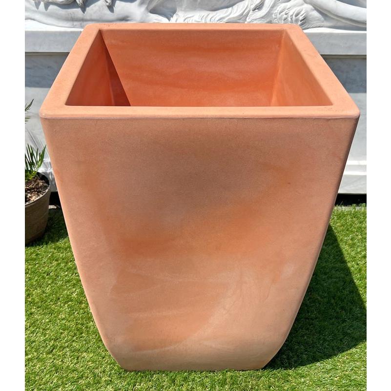 イタリア製 プランター ミラノ 50cm H75cm 16号相当 茶色 スクエア