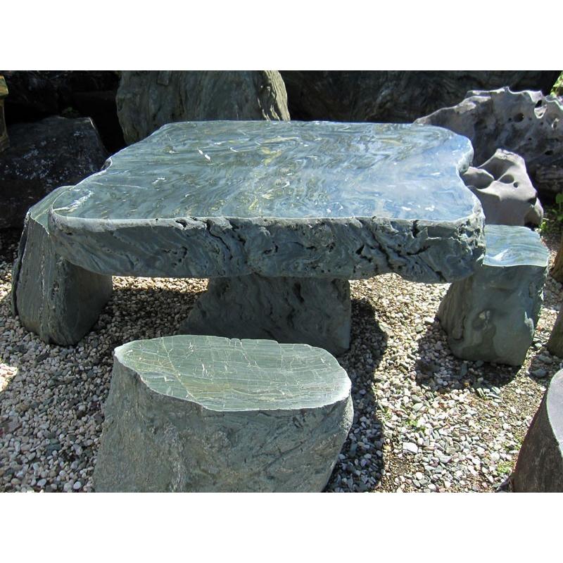 四国 青石 テーブル・イス4脚セット 庭石 天然石 お庭にやすらぎの空間