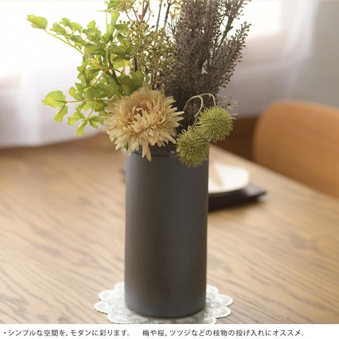 Clay（クレイ） フラワーベース 円筒 黒 花器 ブラック 玄関 居間 和室