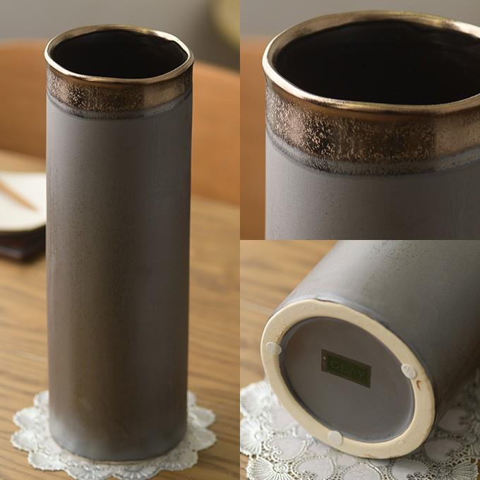 Clay（クレイ） 花器 フラワーベース 円筒 黒 シリンダー ブラック