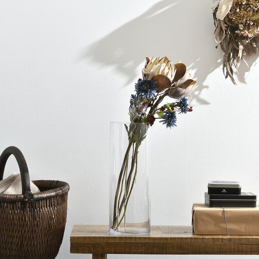 花瓶 ガラス フラワーベース 大きい 円柱 ガラス花瓶 ロング 高さ40cm