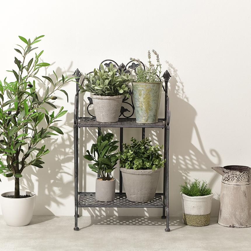 花台 アンティーク 屋外 おしゃれ アイアン フラワースタンド 2段
