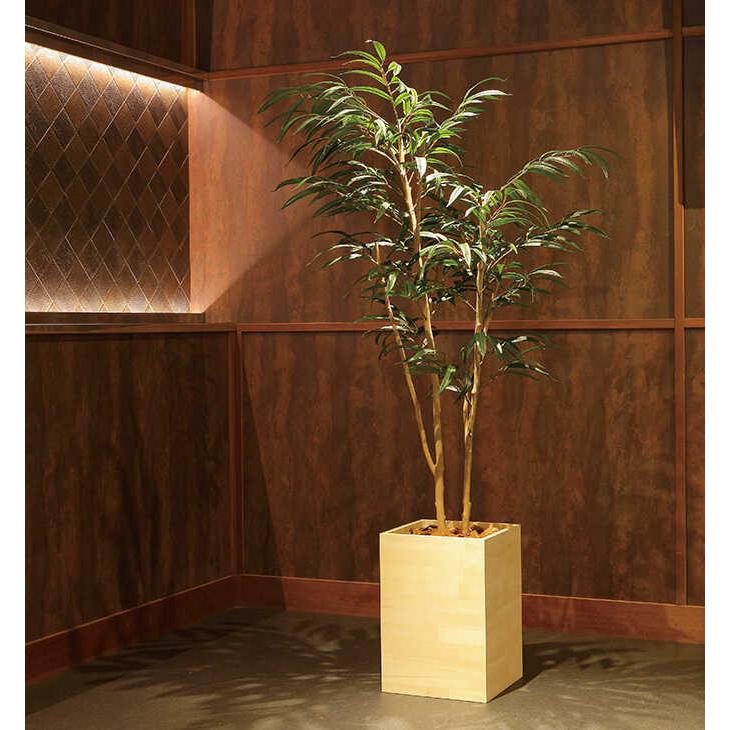 フェイクグリーン 鉢植え 大型 ウッドボックス パキラ 1m 人工 観葉