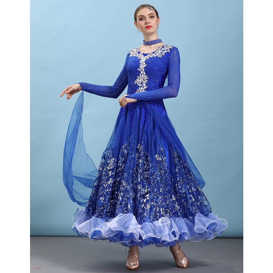 美品 社交ダンス衣装】ワンピース ドレス 水色 ライトブルー