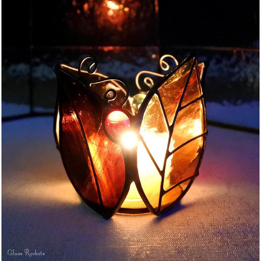 落ち葉 ステンドグラス キャンドル ホルダー : ステンドグラス工房