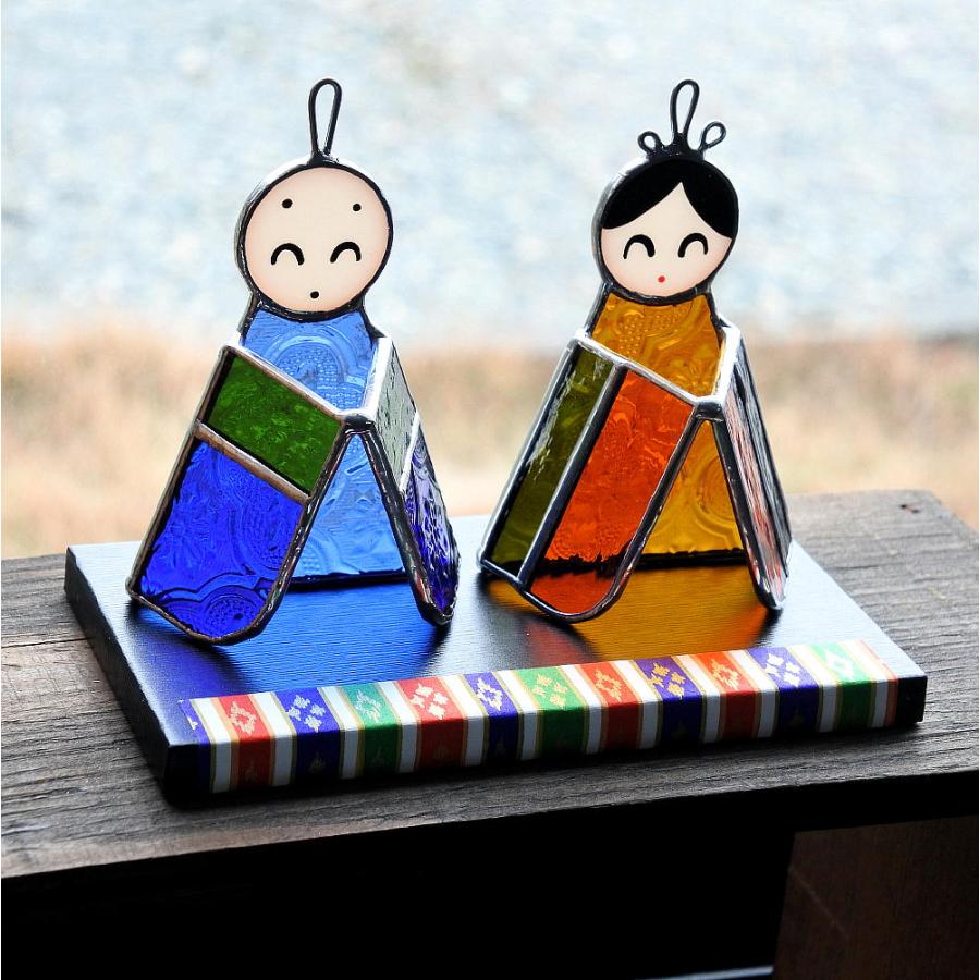 手のり 雛 おひなさま お雛様 雛祭り ひな人形 ステンドグラス 置物