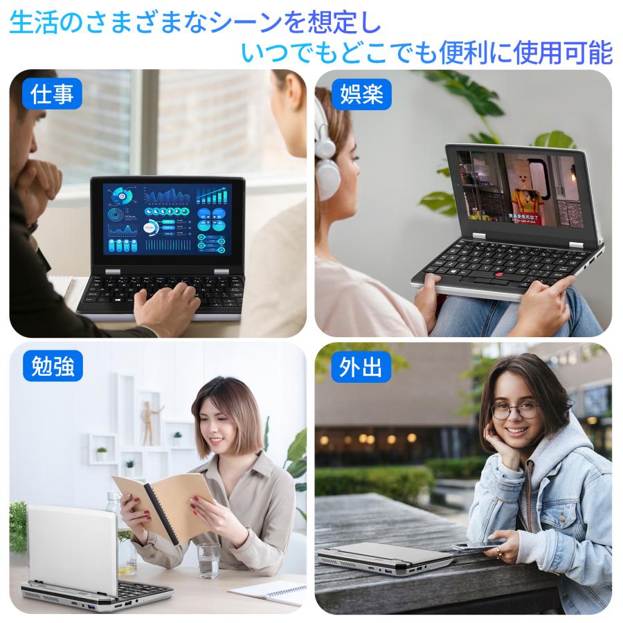 7インチ小型ノートパソコン Office2024付き 12GBメモリ Windows 11 Pro