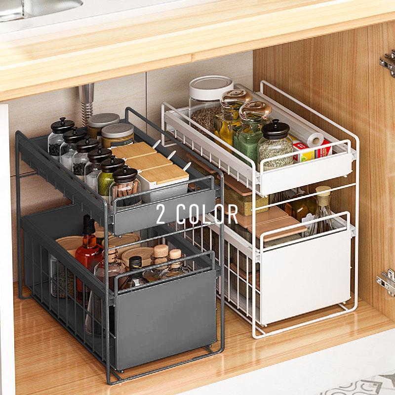 シンク下 収納 スライド 引き出し 2段 スライドラック キッチン 洗面台