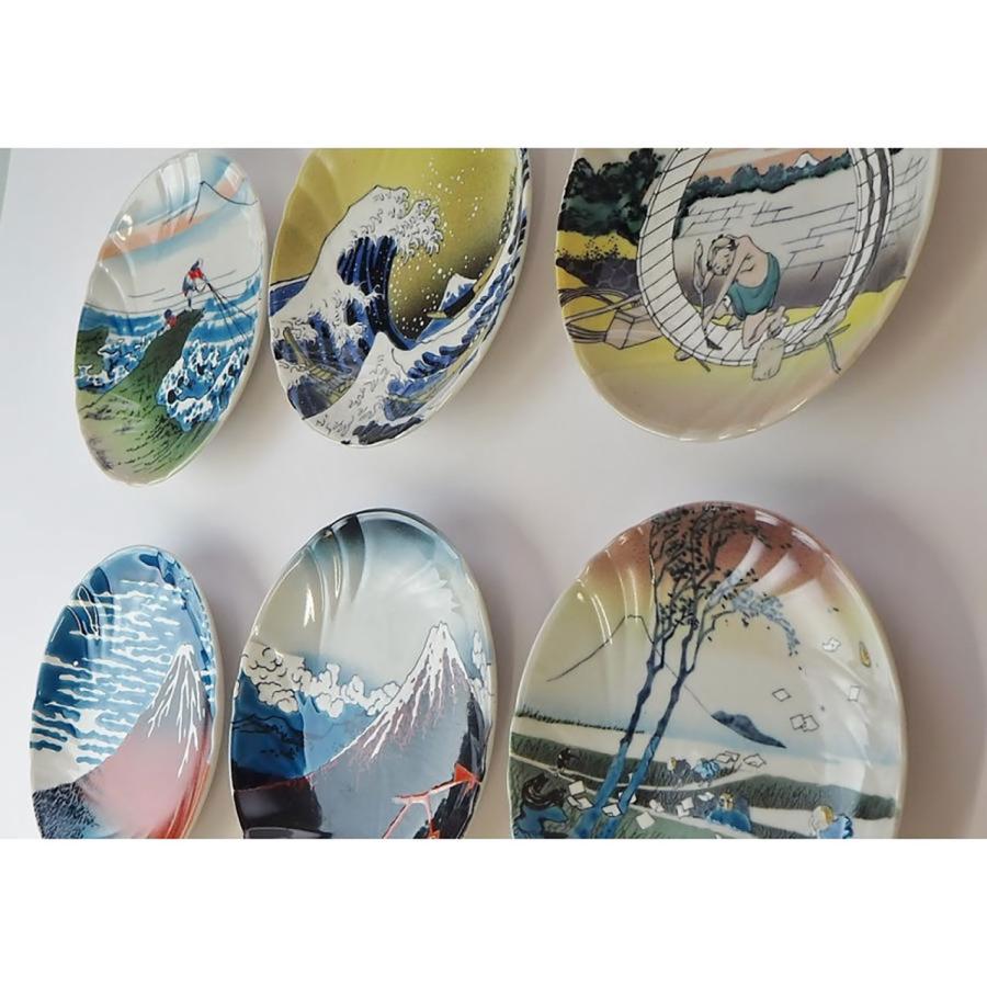 九谷焼 北斎 駿州江尻 5号飾皿：美山窯 葛飾北斎 浮世絵 九谷アート