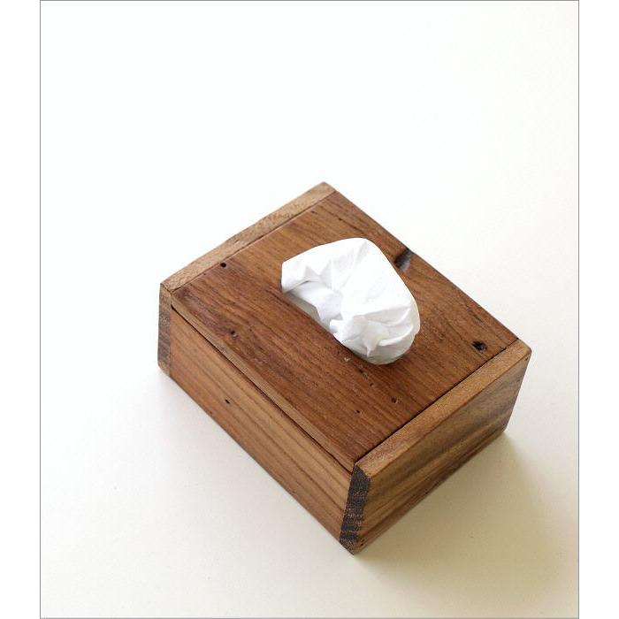 ティッシュケース チーク 木製 ハーフサイズ ボックス ポケット