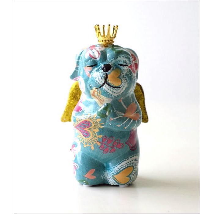 貯金箱 おしゃれ 陶器 犬 いぬ ドッグ 天使 オブジェ 置物 かわいい