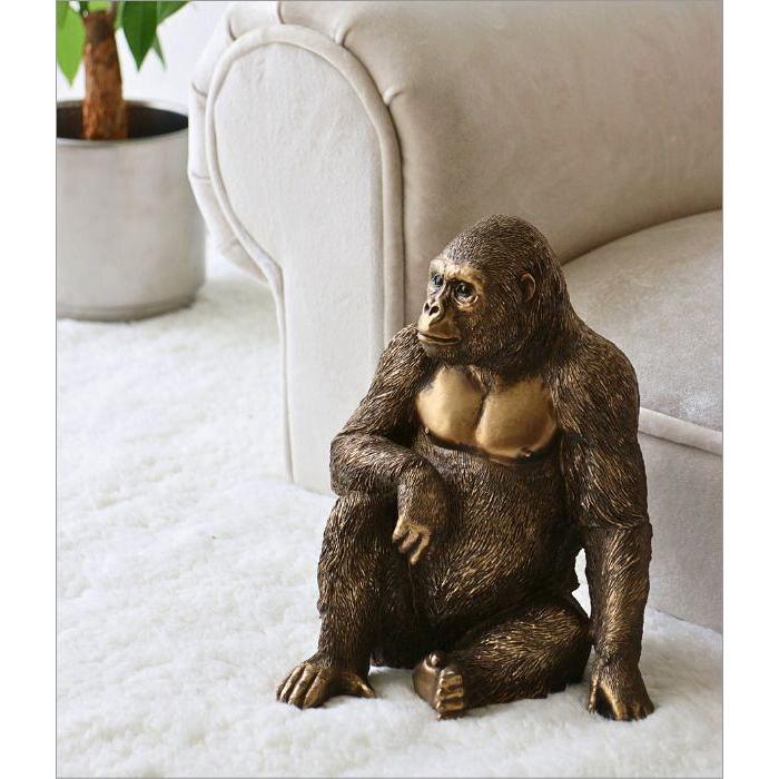 アニマルオブジェ ゴリラ 置物 ブロンズ インテリア小物 140-287