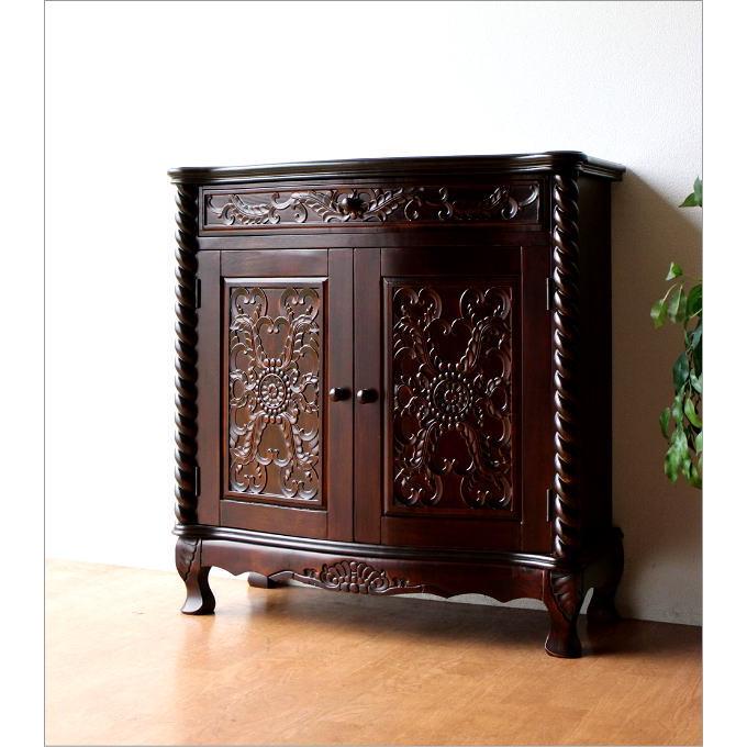 アンティーク 家具 サイドボード 収納家具 電話台 FAX台 猫脚 完成品