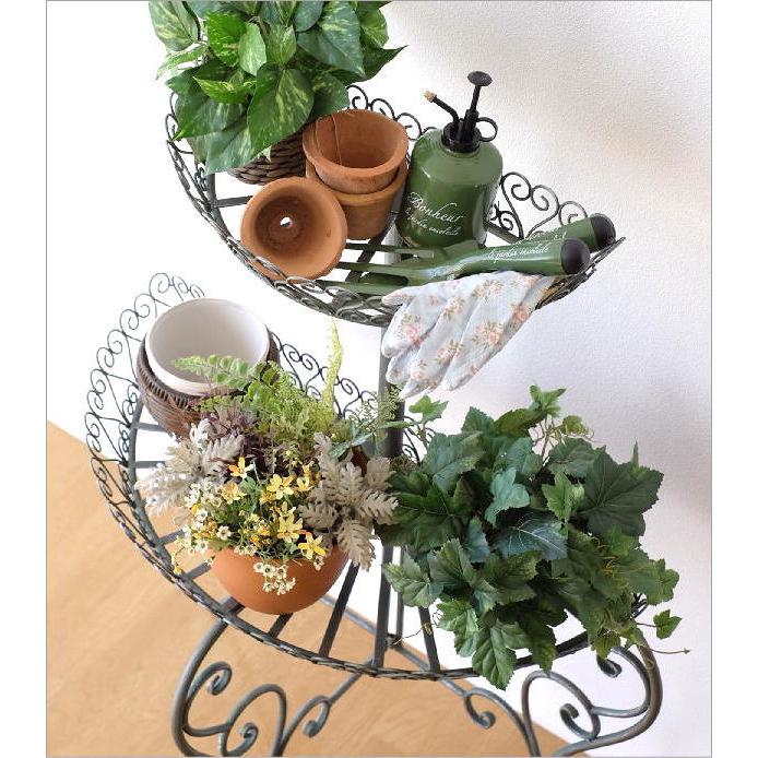 フラワースタンド おしゃれ アイアン 2段 バスケット フラワーラック