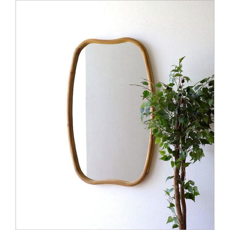 鏡 壁掛けミラー ウォールミラー おしゃれ 木製 チーク 大きい 天然木