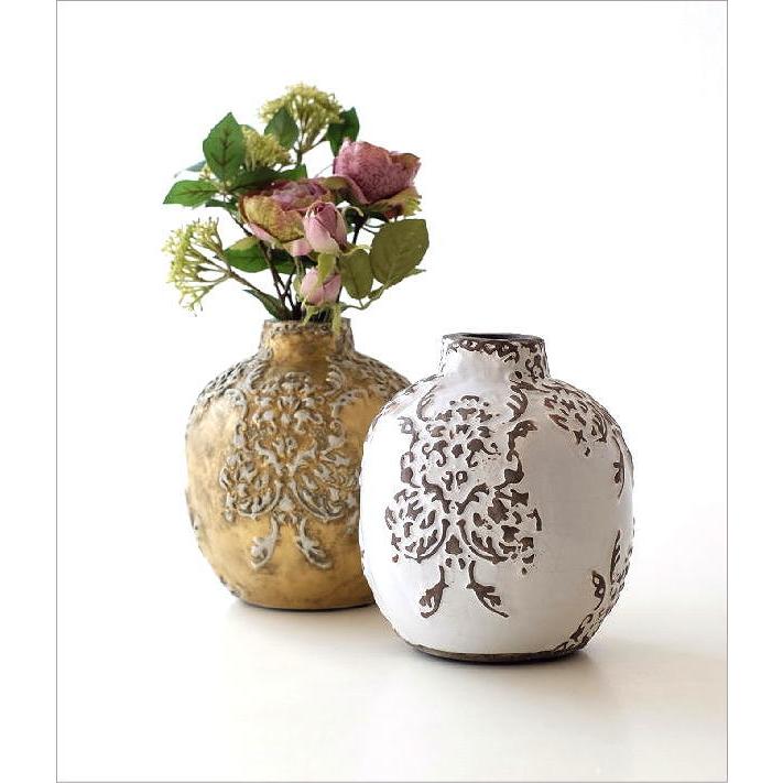 花瓶 花びん 陶器 花器 おしゃれ フラワーベース レトロ アンティーク