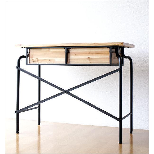 コンソールデスク おしゃれ コンソールテーブル アイアン ウッド 天然
