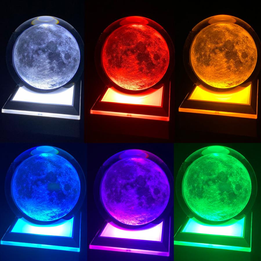 クリスタルボールランプ 70mm 水晶玉 LED ムーンライト ガラス 置物 月