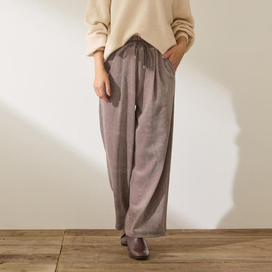 GUNZE（グンゼ） ワイドパンツ レディース コーデュロイ 綿混 ウエスト