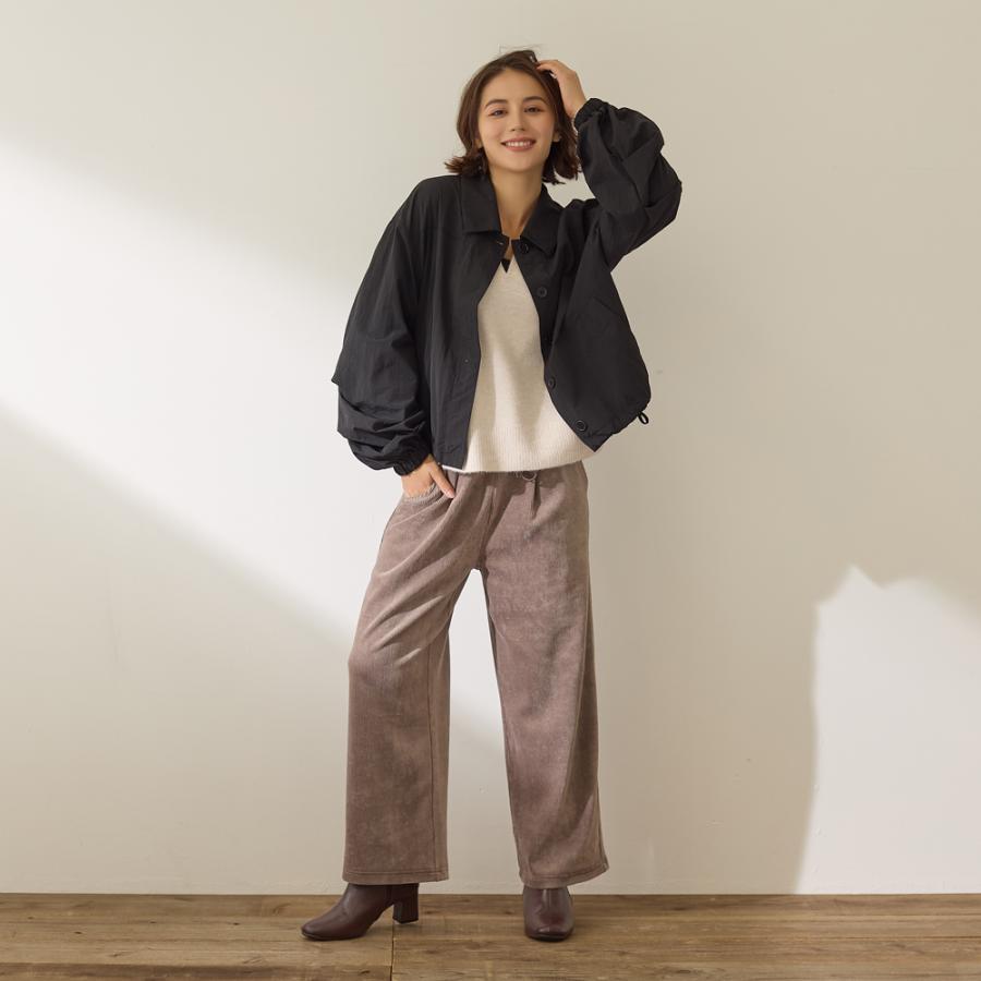 GUNZE（グンゼ） ワイドパンツ レディース コーデュロイ 綿混 ウエスト