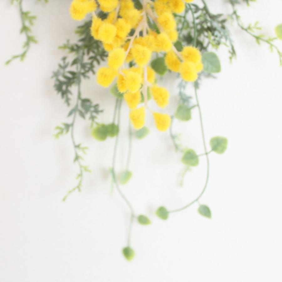 ミモザ ミニリース 壁掛け スワッグ おしゃれ 玄関ドア 送料無料