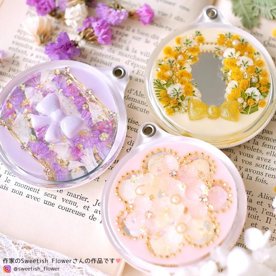 デコ土台 スライドミラー サークル レジン土台 コンパクトミラー 手鏡