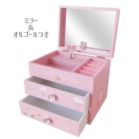 ゆめかわ ミニチェスト ボックス S ピンク ミラー オルゴール付き