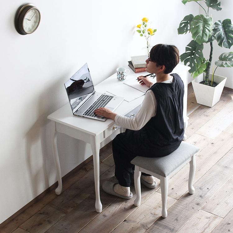 ドレッサー デスク 鏡なし 白 猫脚 つくえ 机 ドレッサーデスク