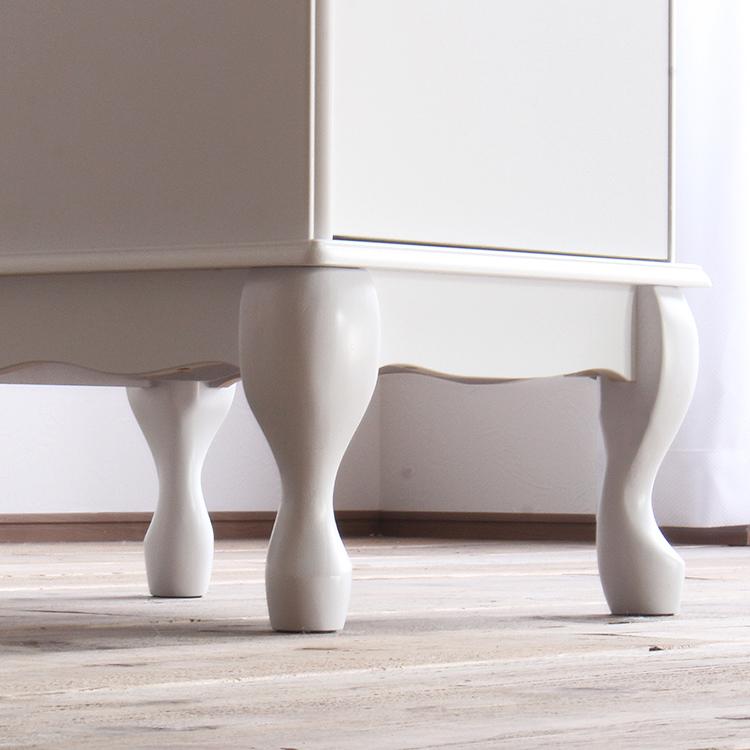 収納チェスト 3段 白 サイドチェスト 猫脚 コンパクト 木製 リビング