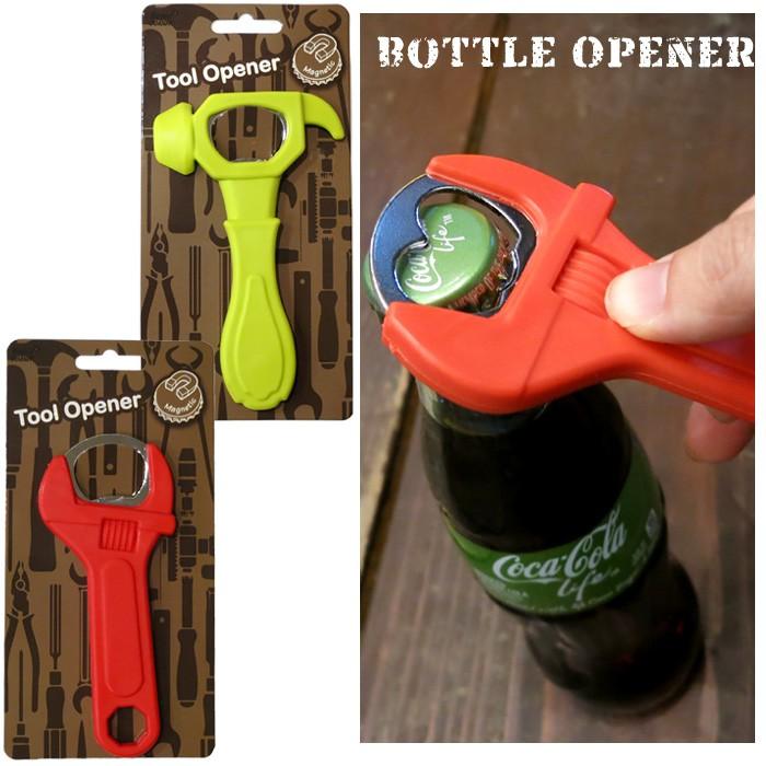 栓抜き ボトルオープナー 磁石付き 工具 ハンマー レンチ おもしろ雑貨