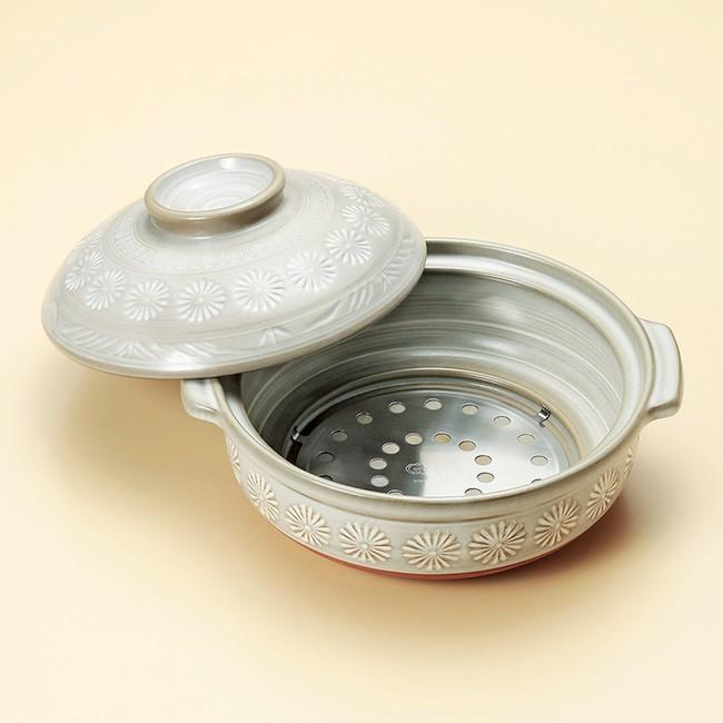 IH対応 プレート式 土鍋 銀峯三島 10号 土鍋 : 台所の道具屋筋 - 通販