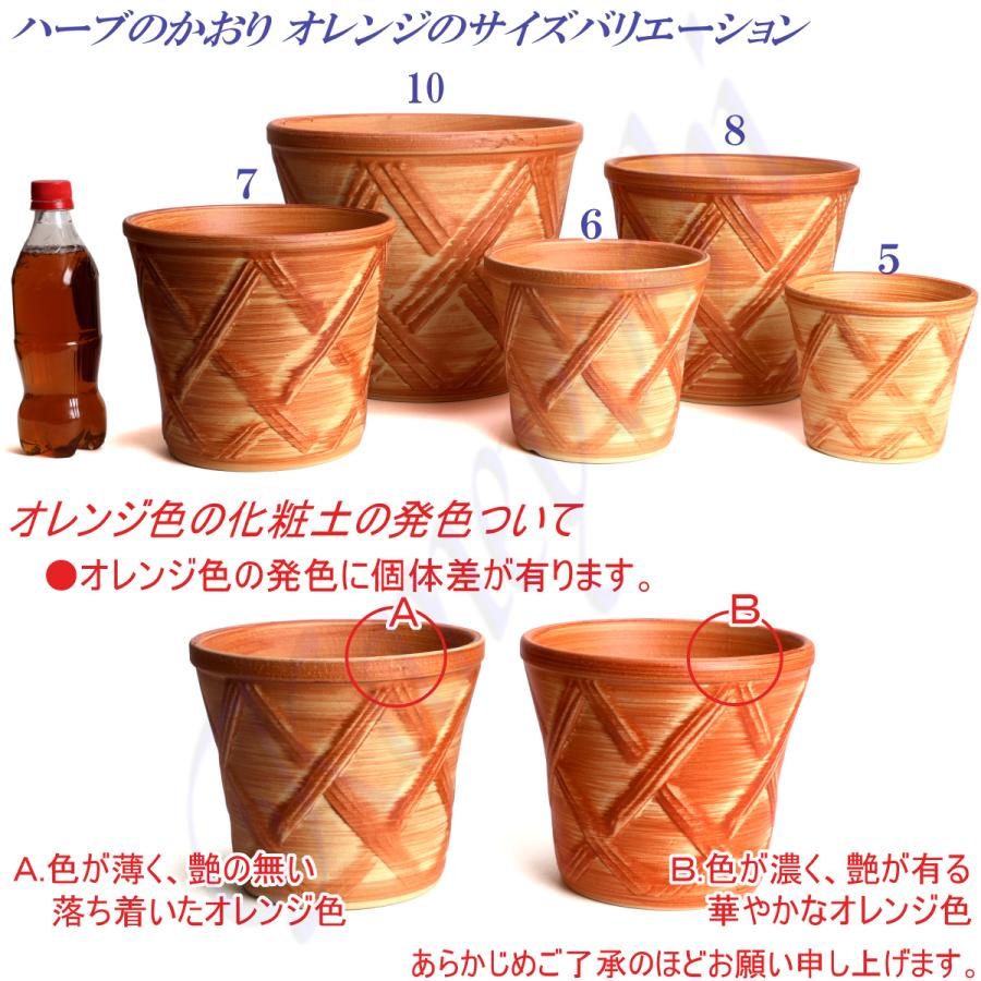 植木鉢 おしゃれ 安い 陶器 サイズ 25cm ハーブのかおり 8号 オレンジ