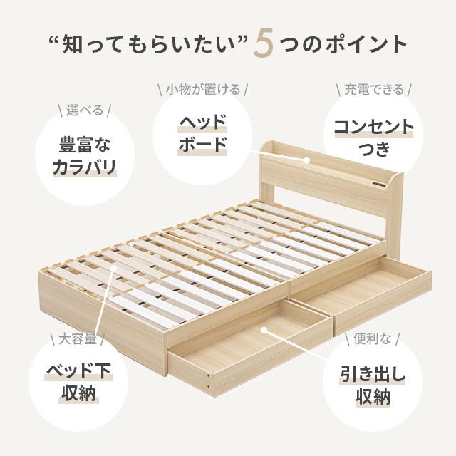 MODERN DECO（モダンデコ） ベッド ダブル ベッドフレーム コンセント