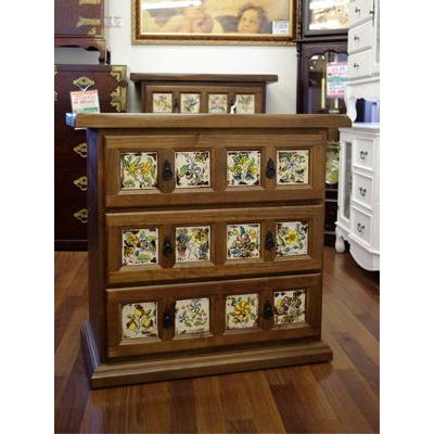 NEW】スペイン製☆3段アンティーク風タイルチェスト☆ : 自社輸入家具