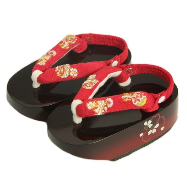 七五三 草履単品 3歳用、3～5歳用の2サイズ 黒判赤鼻緒 こっぽり