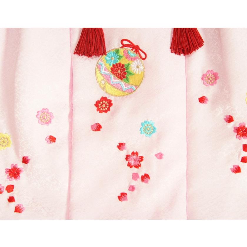 京美 七五三 正絹 被布 着物 3歳 ピンク 刺繍鈴 桜 ひな祭り お正月