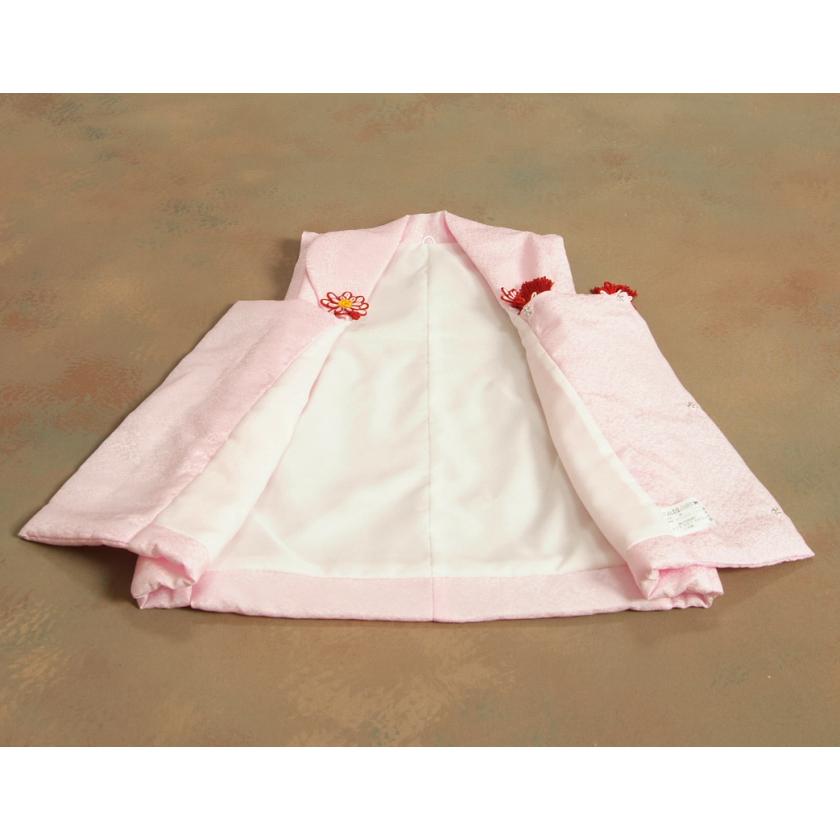京美 七五三 正絹 被布 着物 3歳 ピンク 刺繍鈴 桜 ひな祭り お正月