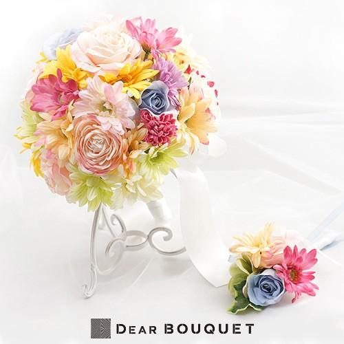 ブーケ ＋ ブートニア セット 結婚式 ウェディング カラフル ラウンド